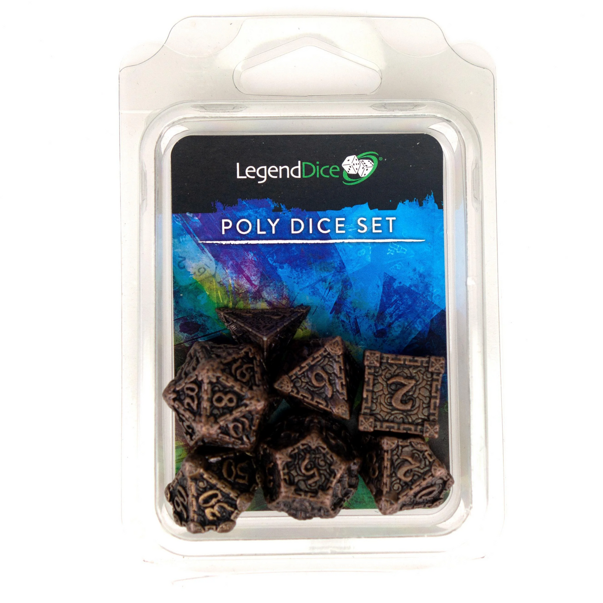 Poly Dice Set - Metal Dagger - Bronze