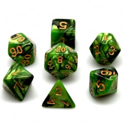 Green and Black Polyhedral Dice Set