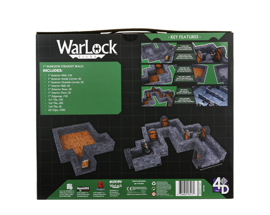 WarLock Tiles: Expansion Pack - 1 in. Dungeon Straight Walls