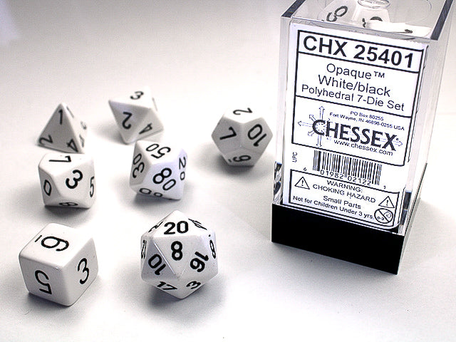 White/black - Opaque Polyhedral 7-Die Set