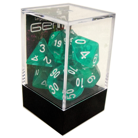 Poly Dice Set - Gem - Aqua (White), Boxed
