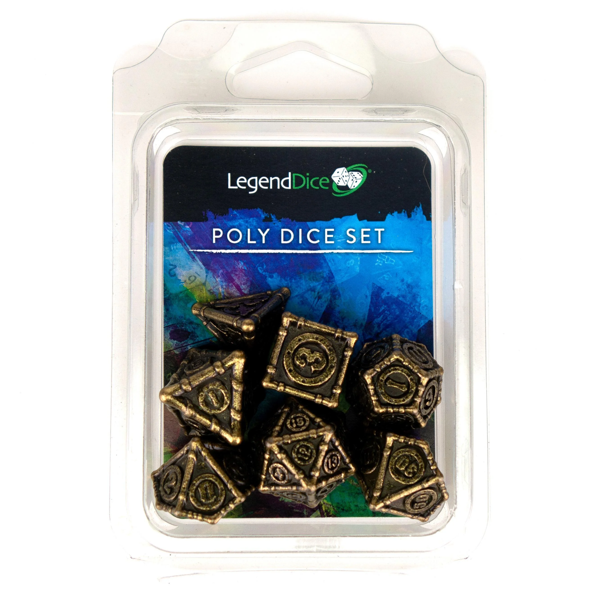 Poly Dice Set - Metal Industrial - Gold