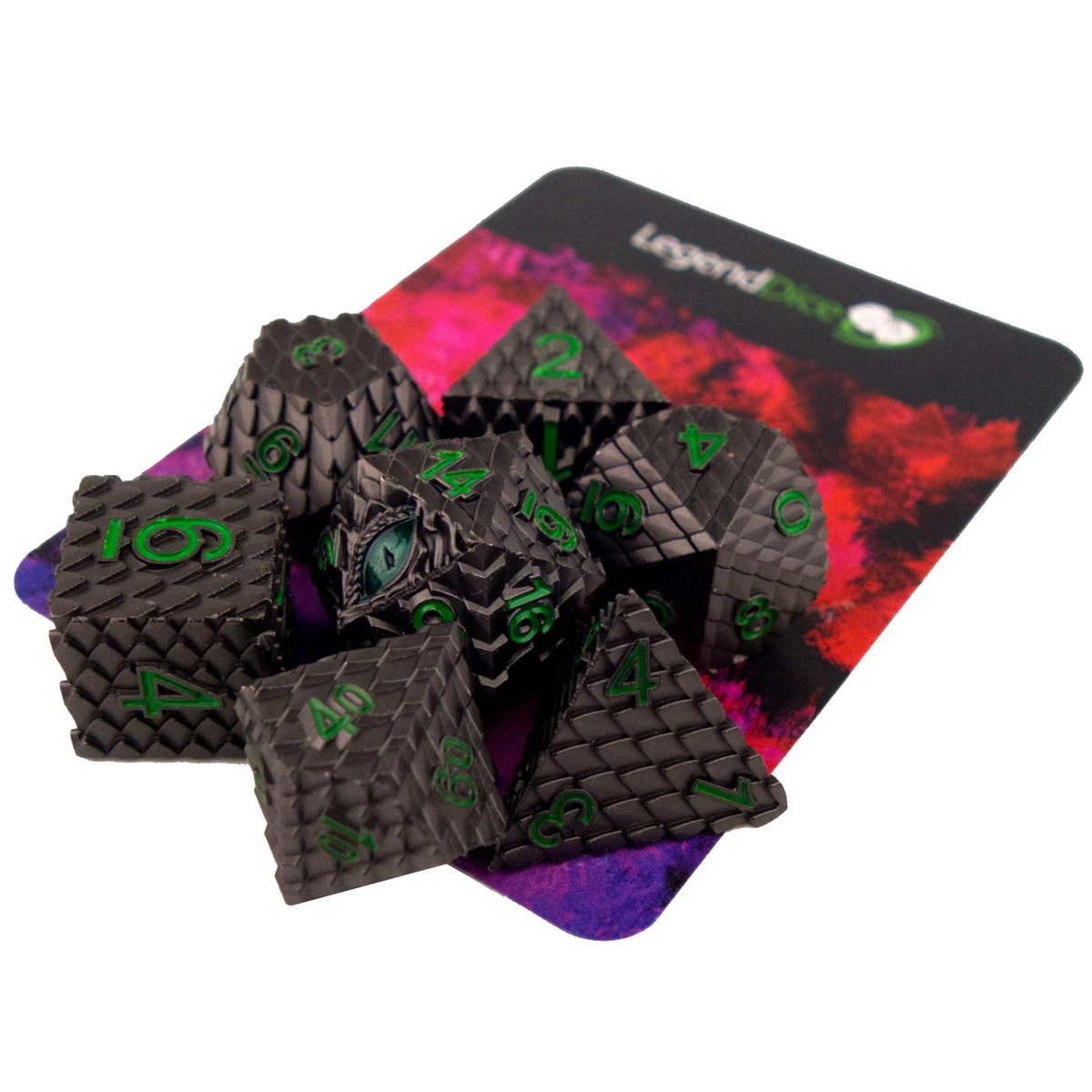 Poly Dice Set - Metal - Scale Gun Metal (Green)