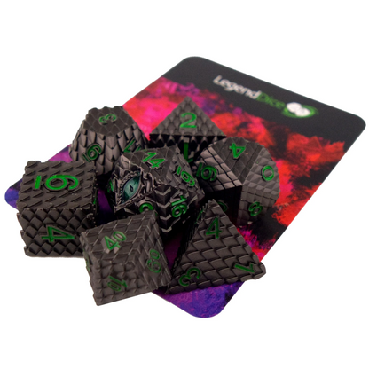 Poly Dice Set - Metal - Scale Gun Metal (Green)