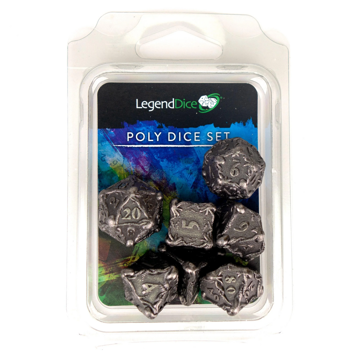 Poly Dice Set - Metal Cthulhu - Silver