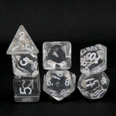 Clear Colourless Polyhedral Dice Set