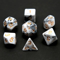 Black and White Polyhedral Dice Set