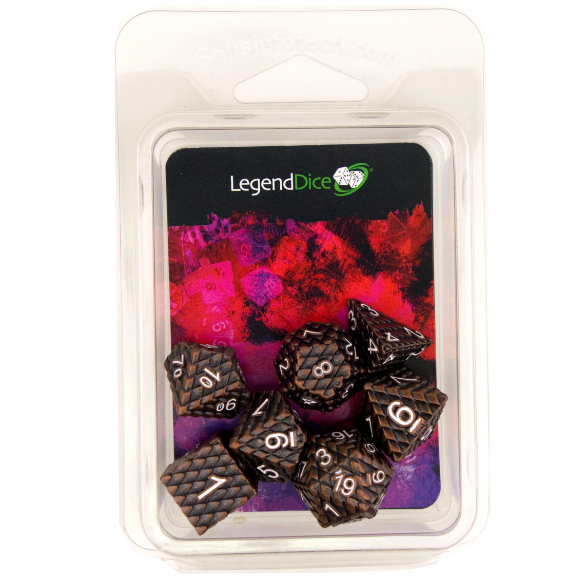 Poly Dice Set - Metal - Scale Dark Copper (White)