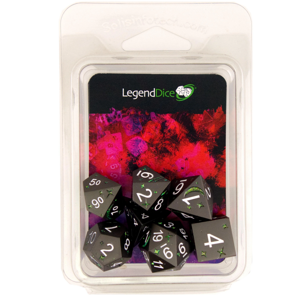Poly Dice Set - Metal - Cosmic Gunmetal Glitter Green