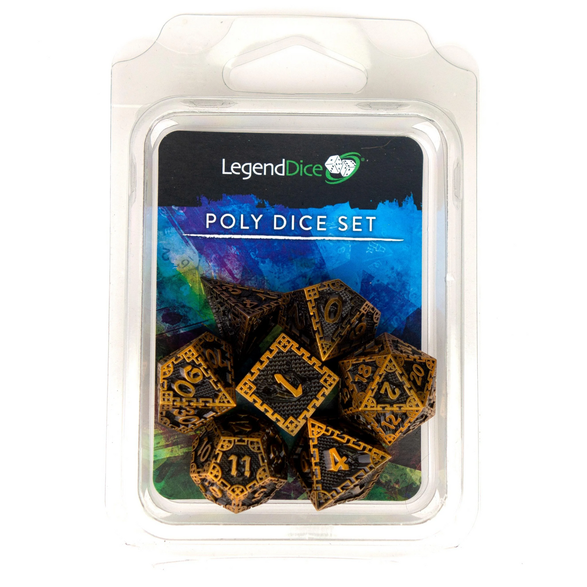 Poly Dice Set - Metal Chains - Copper