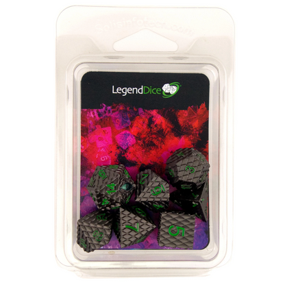 Poly Dice Set - Metal - Scale Gun Metal (Green)