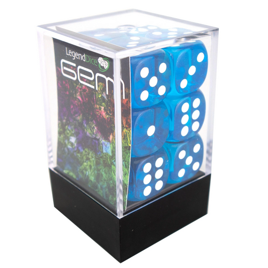 D6 Spot Dice - 16mm Gem Blue x12