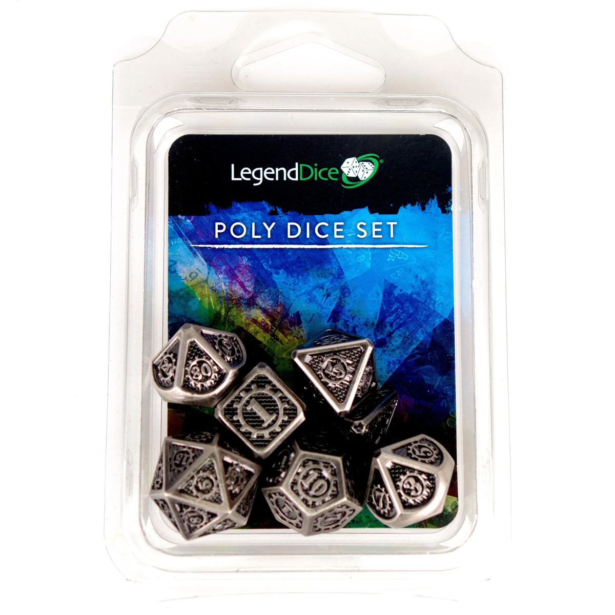 Poly Dice Set - Metal Gears - Silver