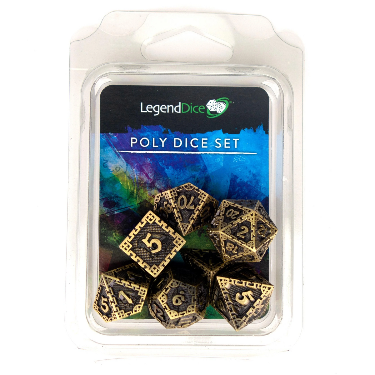 Poly Dice Set - Metal Chains - Gold