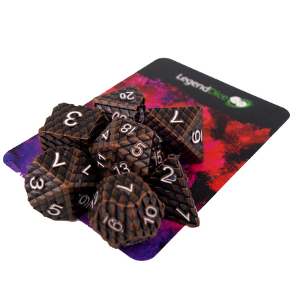 Poly Dice Set - Metal - Scale Dark Copper (White)
