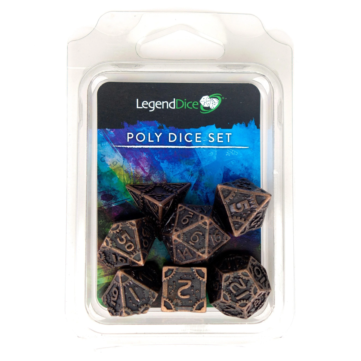 Poly Dice Set - Metal Steampunk - Bronze