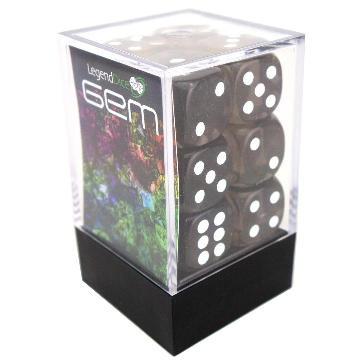 D6 Spot Dice - 16mm Gem Black x12