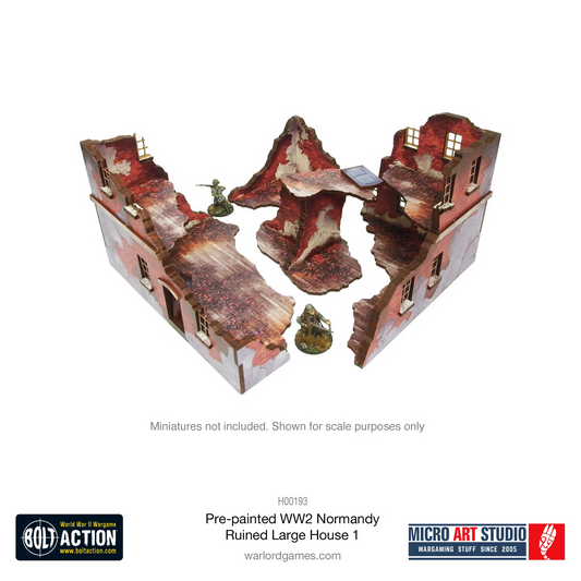 WW2 Normandy Ruined Large House 1 PREPAINTED