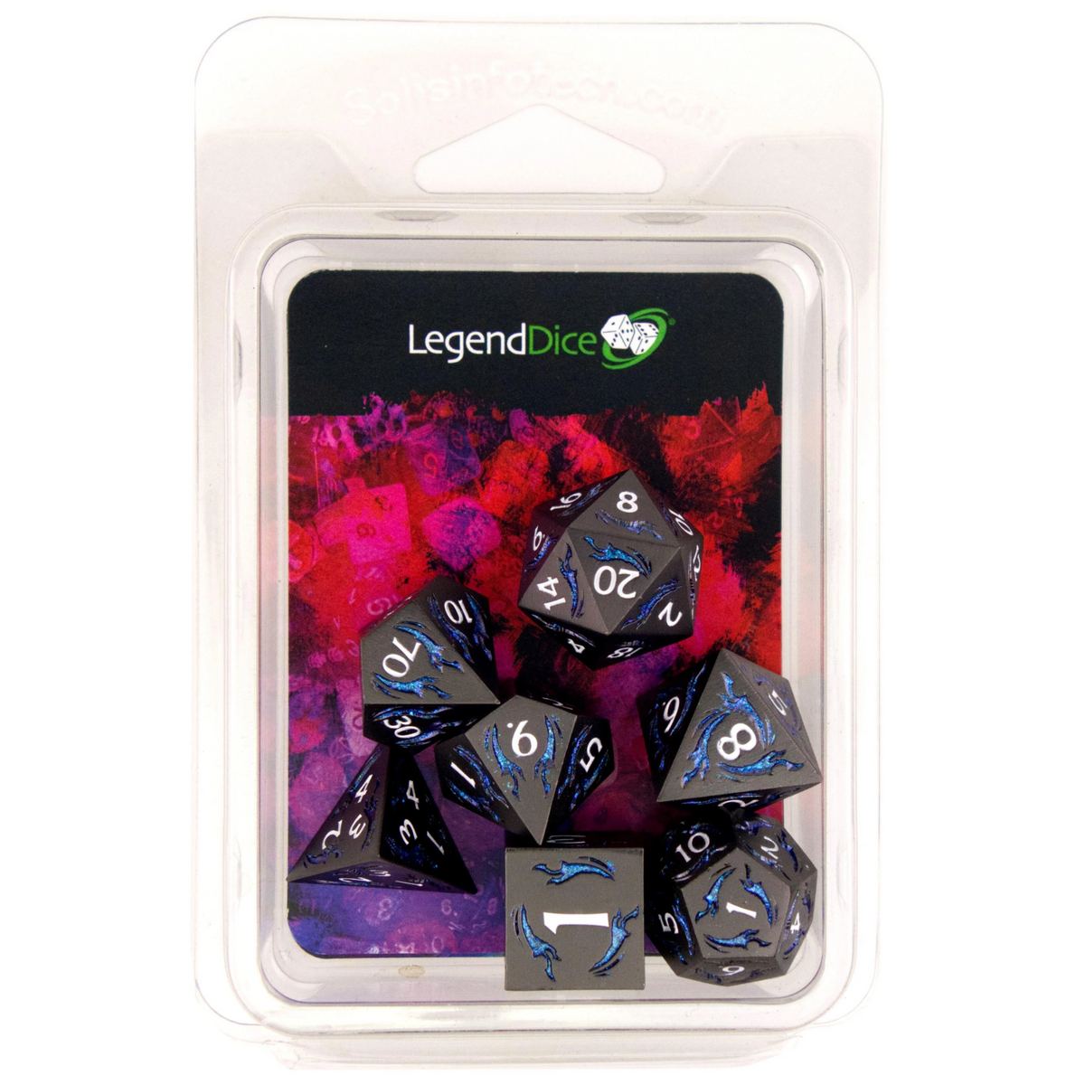 Poly Dice Set - Metal - Dragonfire Gunmetal Glitter Blue