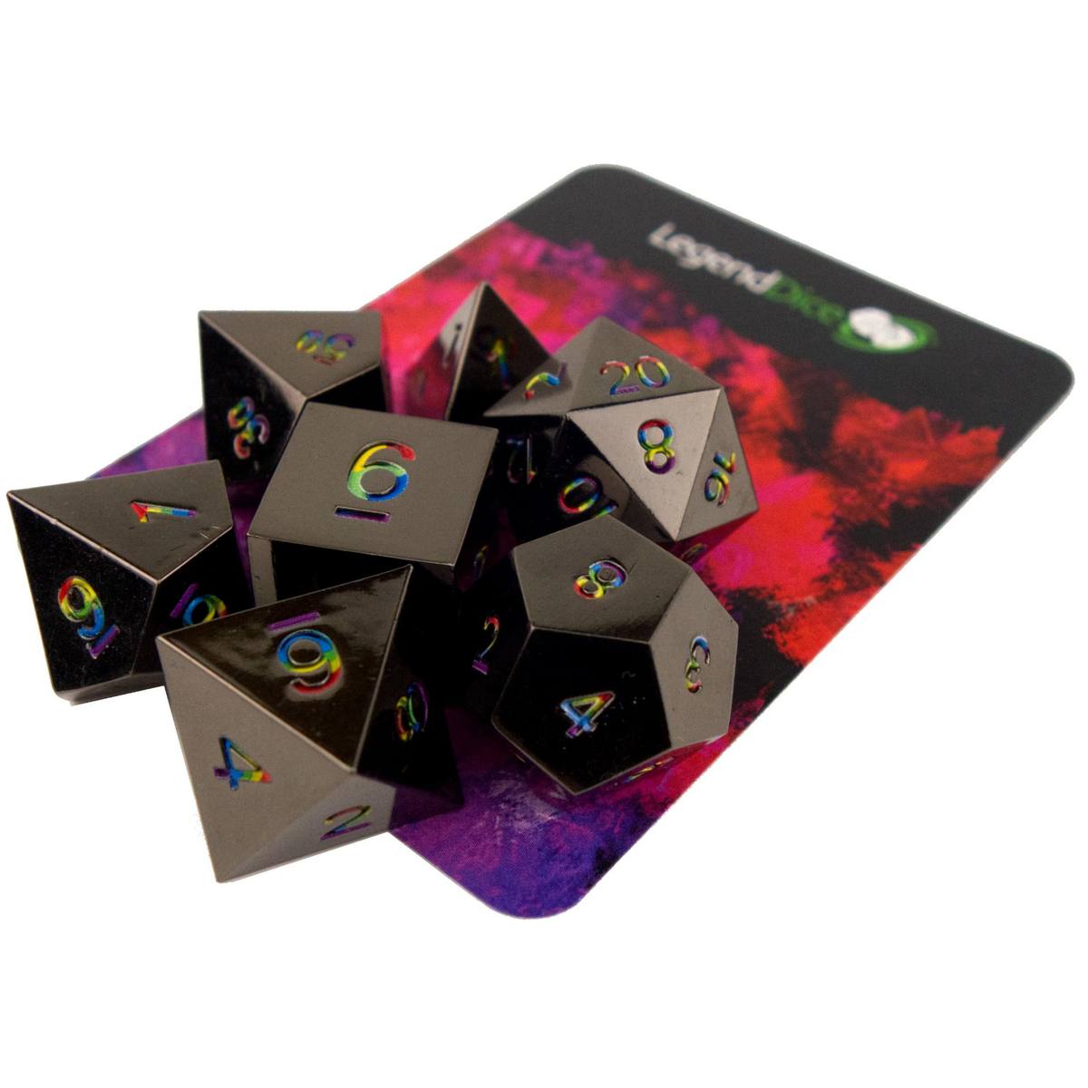 Poly Dice Set - Metal - Gunmetal Rainbow