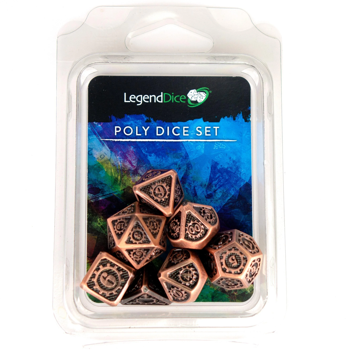 Poly Dice Set - Metal Gears - Copper