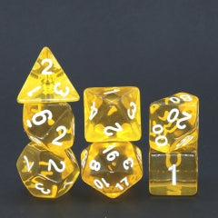 Yellow Clear Polyhedral Dice Set
