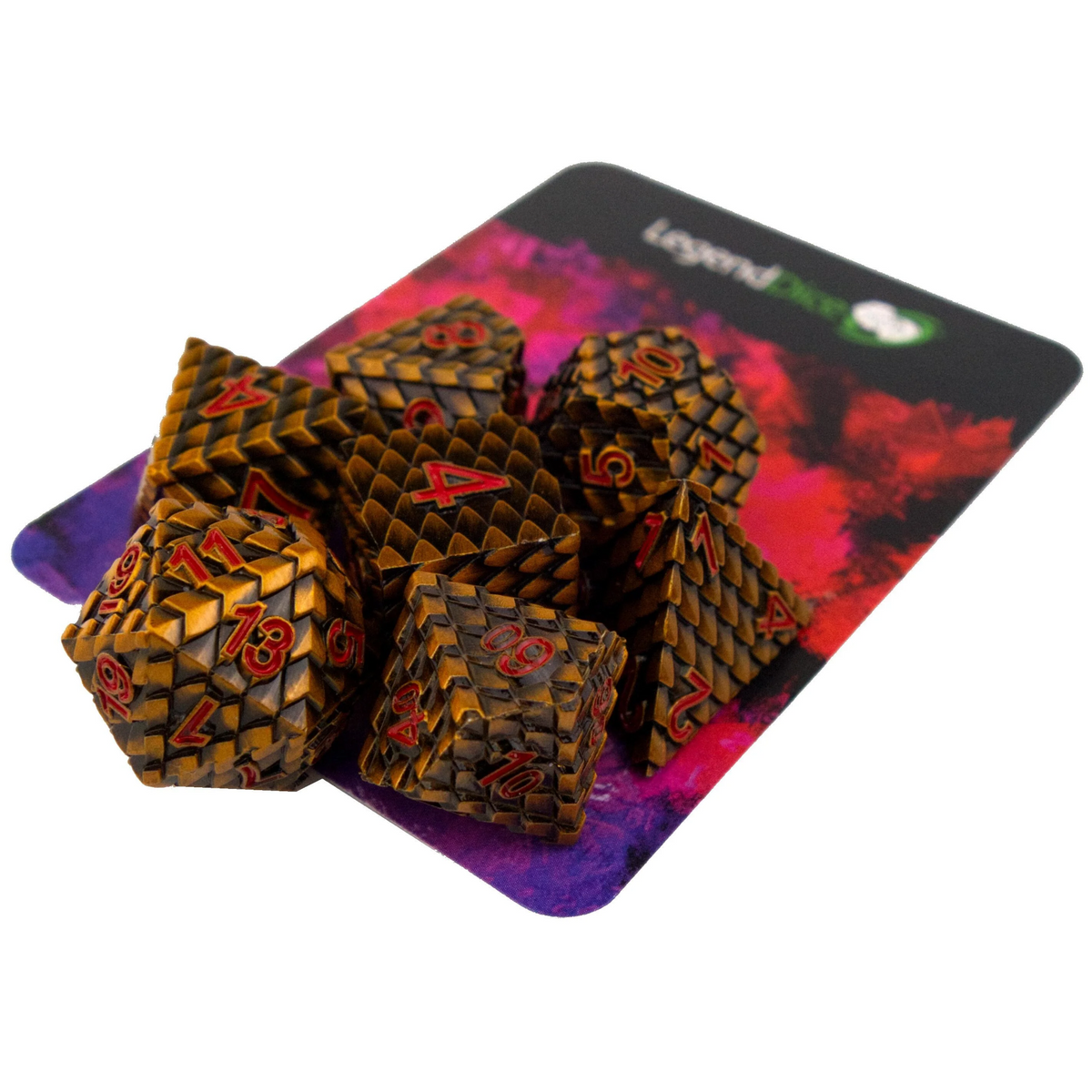 Poly Dice Set - Metal - Scale Dark Bronze (Red)