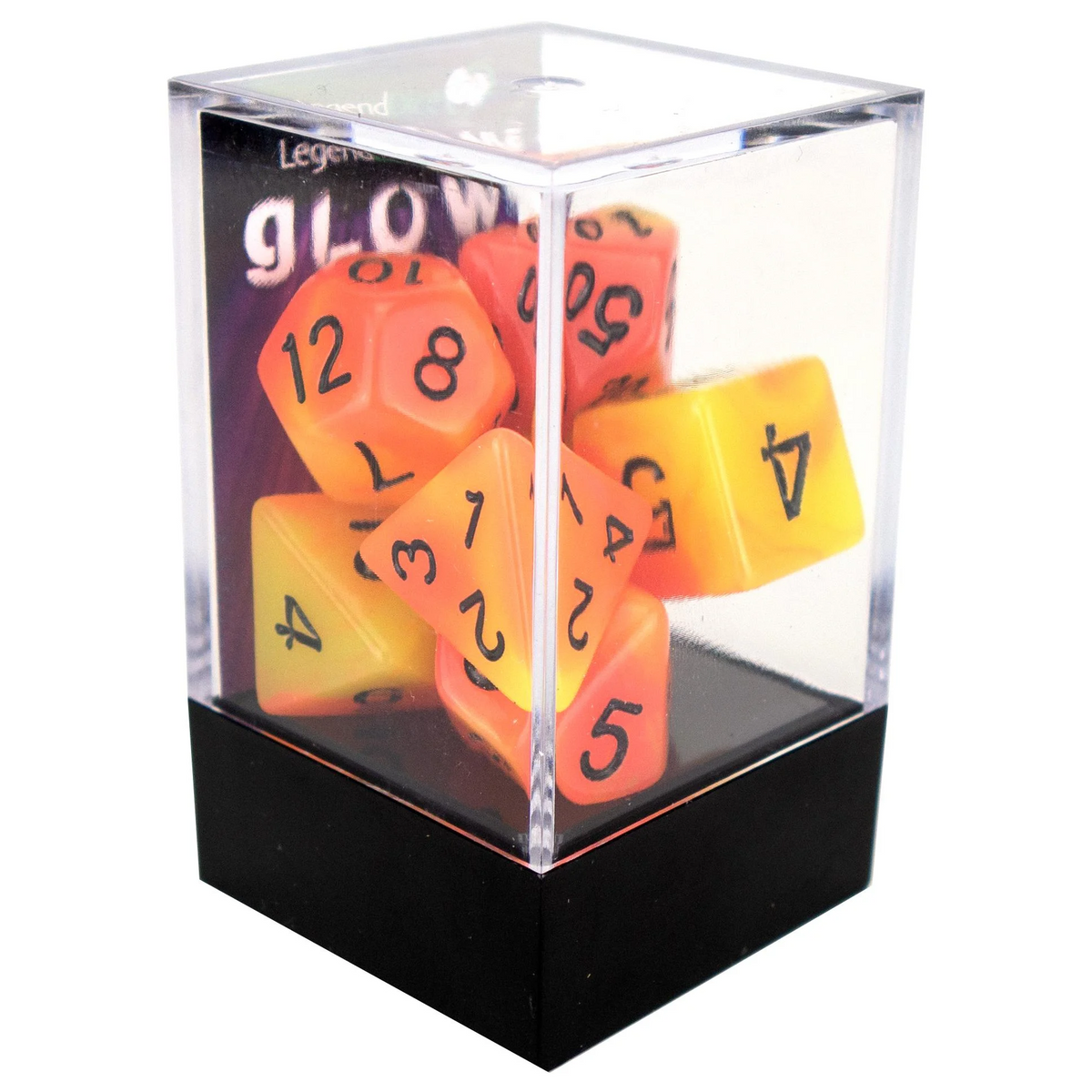 Poly Dice Set - Glow - Orange/Red, Boxed