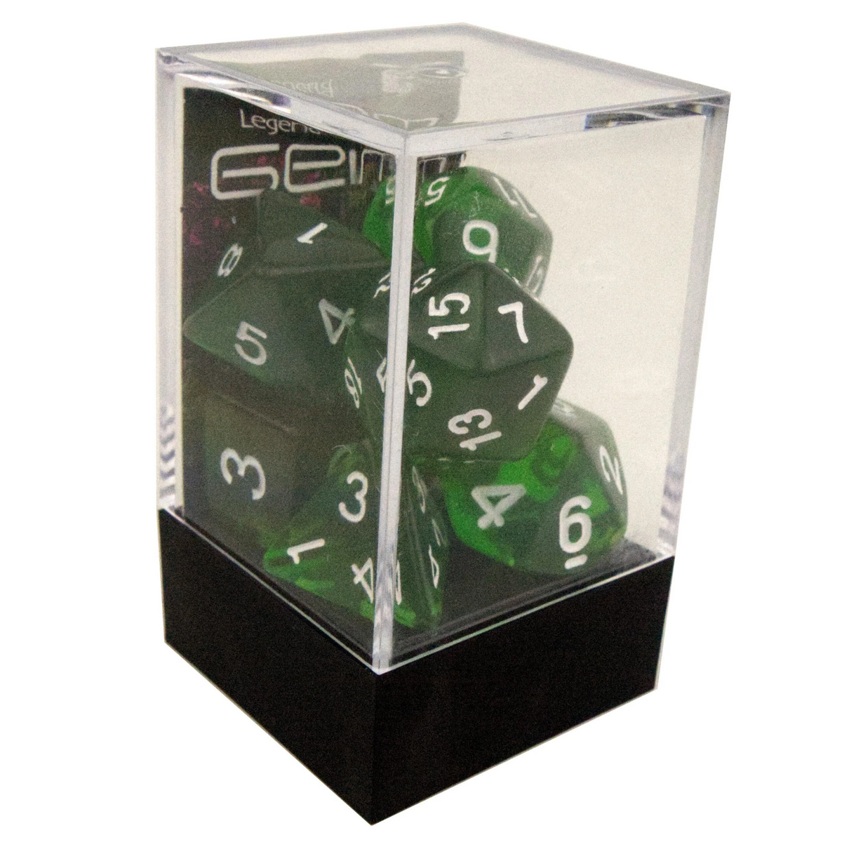 Poly Dice Set - Gem - Bottle Green (White), Boxed