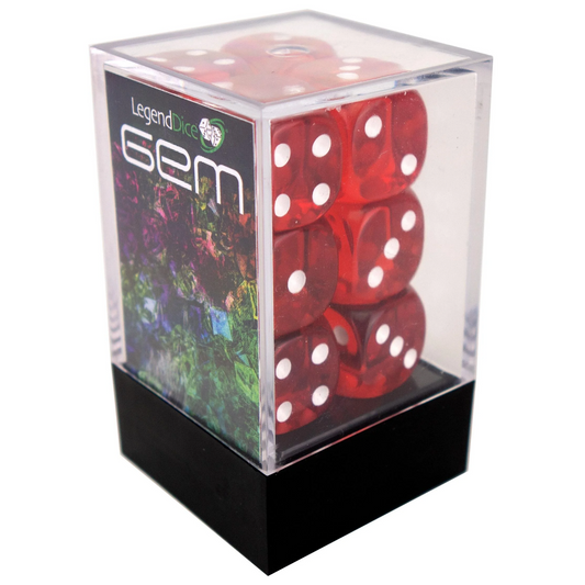 D6 Spot Dice - 16mm Gem Red x12