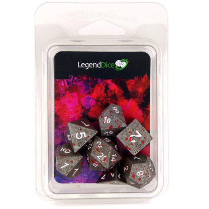 Poly Dice Set - Metal - Steel Blood Splatter