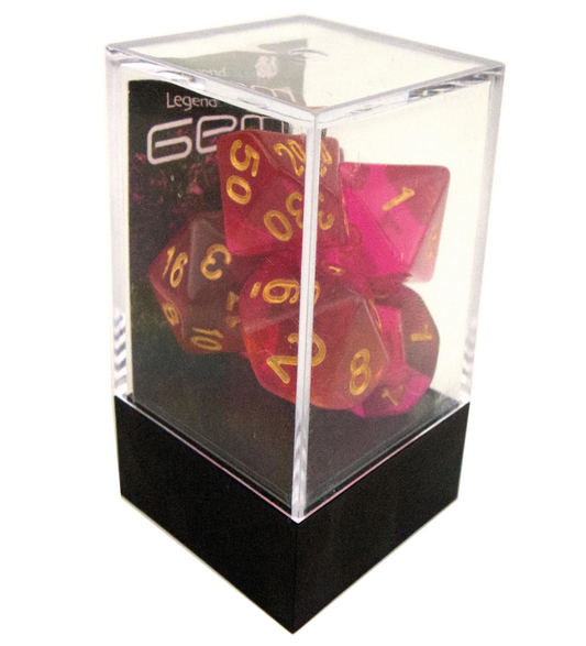 Poly Dice Set - Gem - Dark Pink (Gold), Boxed