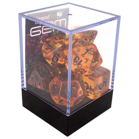 Poly Dice Set - Gem - Amber (Black), Boxed