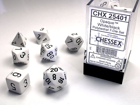 White/black - Opaque Polyhedral 7-Die Set