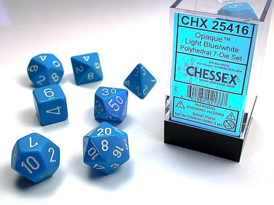 Light Blue/white - Opaque Polyhedral 7-Die Set