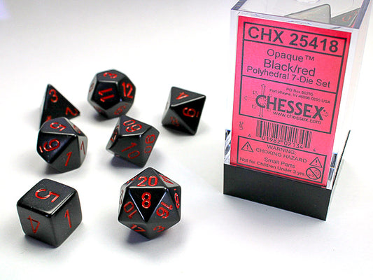 Black/red - Opaque Polyhedral 7-Die Set