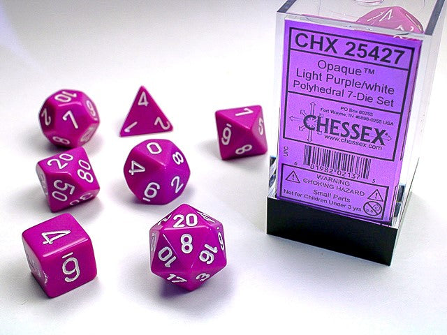 Light Purple/white - Opaque Polyhedral 7-Die Set