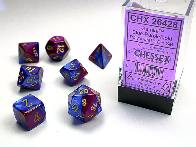 Gemini Polyhedral Blue-purple w/gold 7-Die Set