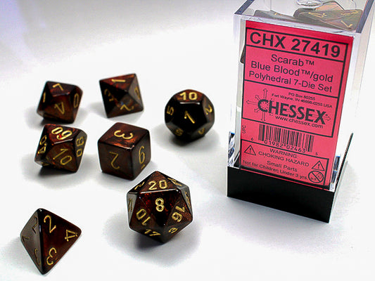 Scarab Polyhedral Blue Blood/gold 7-Die Set