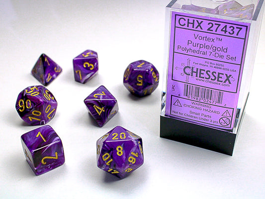 Vortex Dice Polyhedral Purple/gold 7-Die Set