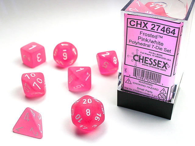 Frosted Polyhedral Pink/white 7-Die Set