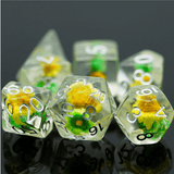 Green & Yellow Star Flower RPG Dice Set - Foam Brain Games