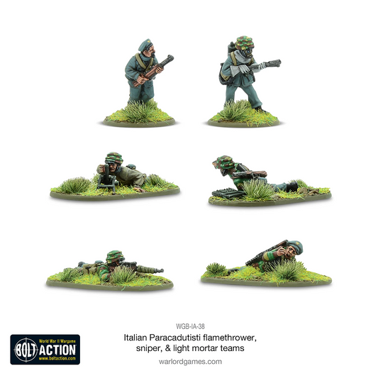 Italian Paracadutisti Flamethrower, Sniper & Light Mortar Teams: Bolt Action